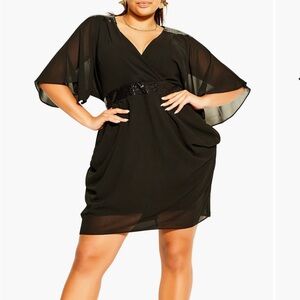 City Chic Black Sequin Wrap Dress